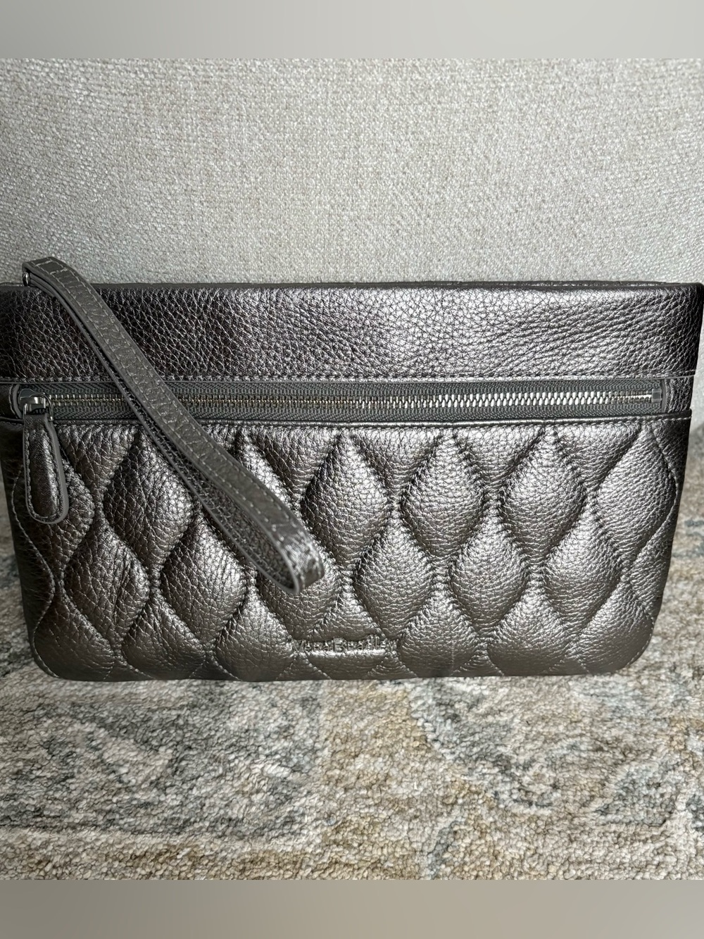 Vera Bradley Mia Wristlet Purse Clutch, Metallic Silver